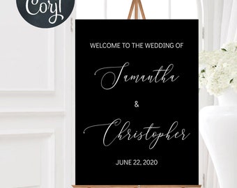 Wedding Welcome Sign | Wedding Sign | Editable Template | Black & White Sign | Wedding Welcome Sign Template | Digital Download