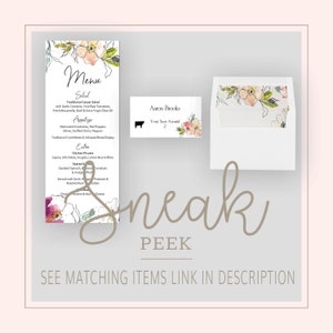 Wedding Menu Template, Menu Card Template, Floral Wedding Menu, Modern Wedding Menu, Printable Menu Cards, Reception Menu image 5