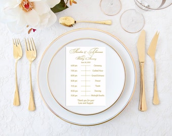 Wedding Timeline Card | Wedding Itinerary | Editable Timeline Card | Wedding Program | Wedding Timeline Template