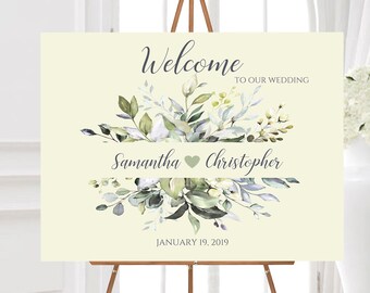 Wedding Welcome Sign, Wedding Signage, Custom Welcome Sign, Greenery Wedding, Welcome Sign, Large Welcome Sign