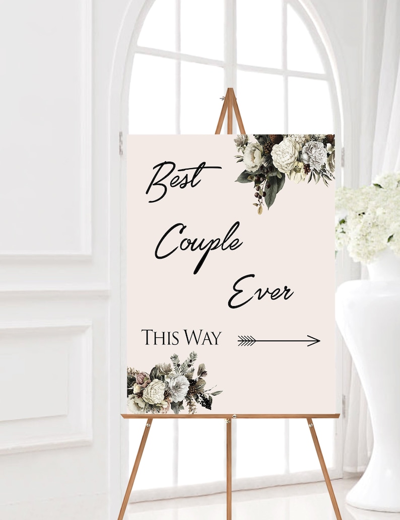 Direction Signs, Wedding Signage, Custom Direction Sign, Directional Signs, Wedding Arrow Sign, Winter Wedding Sign, Reception Signs image 1