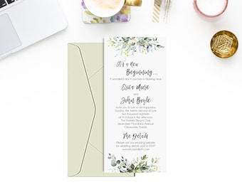 Watercolor Greenery Wedding Invitation, Printable Invitation, Nature Invitation, Download and Print