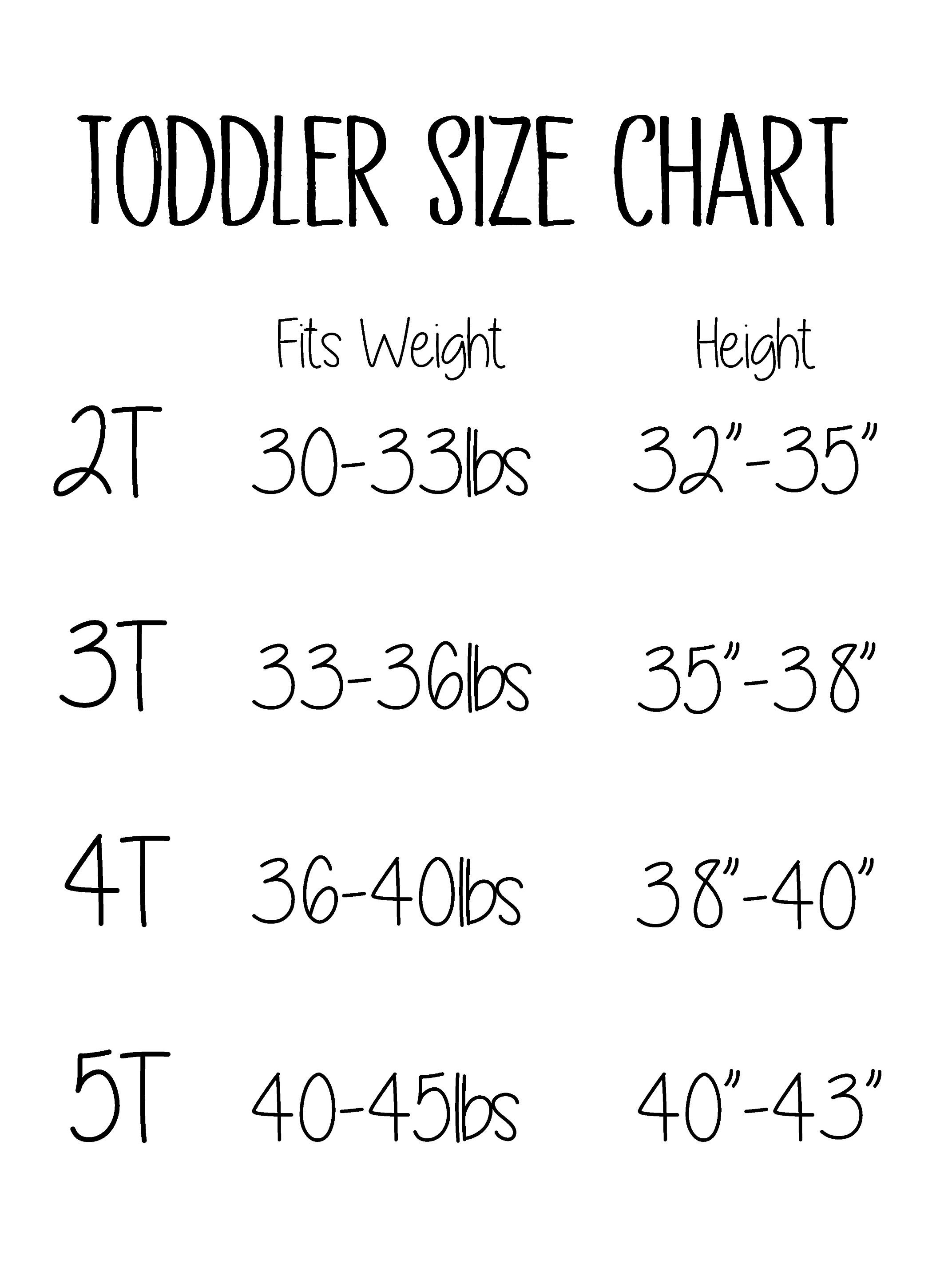 Bella Canvas Toddler Size Chart