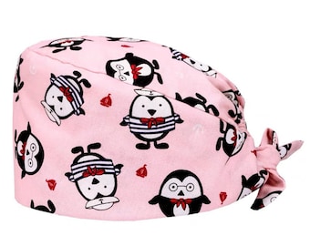 2 Colors Scrub Cap Buttons,Penguin Scrub Hat,Penguin Surgical Hat,Penguin Scrub Cap,Animal Surgical Cap,Cute Surgical Hat,Kawaii Scrub Hat