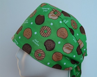 Girl Scouts Surgical Cap,Green Scrub Hat,Womens Surgical Cap,Girls Scrub Hat,Nurse Scrub Cap,Surgeon Scrub Hat,Green Surgical Cap Buttons
