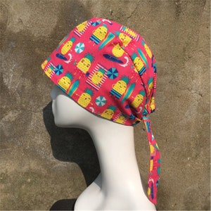 Pineapple Scrubl Cap,Fruit Surgical Hat,Womens Scrub Cap,Pink Scrub Hat,Clinic Hat,Doctor Cap,Nurse Hat,Lab Cap,Chemo Cap,Summer Scrub Hat