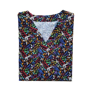 Music Scrub Top,Music Notes Scrub Top,Womens Scrub Top,Mens Scrub Top,Plus Size Scrub Top,Fall Scrub Top,Scrub Top for Women,Scrub Top Man