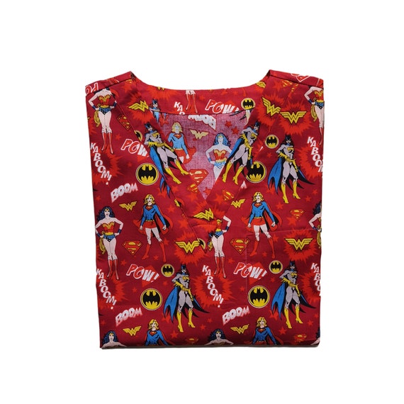 Superhero Scrub Top cool Scrub Top wonder Woman Scrub Top