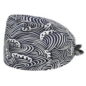 Cappello da chirurgo giapponese, berretto chirurgico Waves, cappello chirurgico da donna, cappello chirurgico giapponese, berretto da chirurgo Waves, berretto chirurgico Seigaiha, cappello da chirurgo Seigaiha