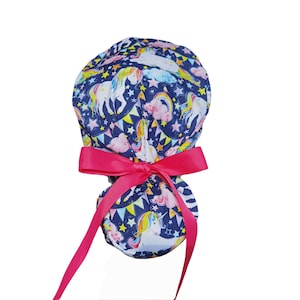 Unicorns Ponytail Scrub Cap,Ponytail Cap for Women,Womens Ponytail Cap,Ponytail Surgical Cap,Ponytail Hat,Woman Ponytail Scrub Hat