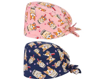 Corgi Scrub Cap,Scrub Hats for Men,Womens Surgical Hats,Dog Scrub Cap,Corgi Surgical Cap,Puppy Scurb Hat,Corgi Surgical Hat,Dog Surgical Hat
