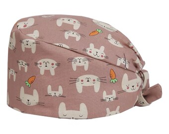 Rabbit Surgical Hat,Bunny Scrub Cap,Bunnies Scrub Hat,Rabbit Scrub Hat,Bunny Surgical Cap,Cute Surgical Hat,Cute Scrub Cap,Nurse Scrub Hat