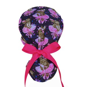 Rabbit Ponytail Cap,Bunny Ponytail Hat,Long Hair Ponytail Hat,Cute Ponytail Scrub Cap,Ponytail Surgical Cap,Ponytail Hat for Women