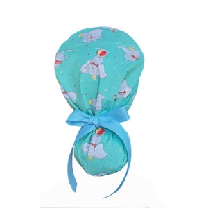 Dumbo paardenstaart scrub hoed, Dumbo paardenstaart chirurgische hoed, cartoon paardenstaart cap, lang haar paardenstaart cap, anime paardenstaart hoed, schattige paardenstaart cap