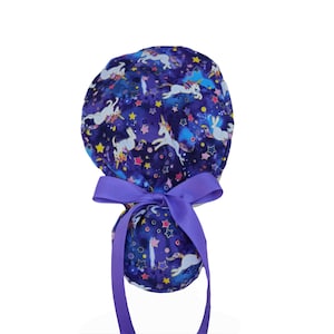 Unicorns Ponytail Scrub Hat,Ponytail Hat for Women,Womens Ponytail Hat,Ponytail Surgical Hat,Ponytail Cap,Woman Ponytail Scrub Cap