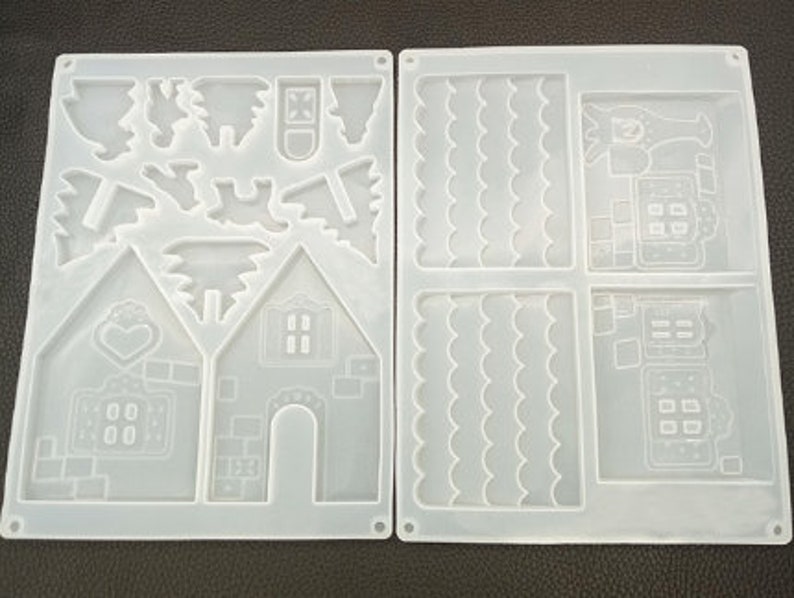 Gingerbread House Silicone Mold for Epoxy Resin 2 molds included Christmas mold baking mold