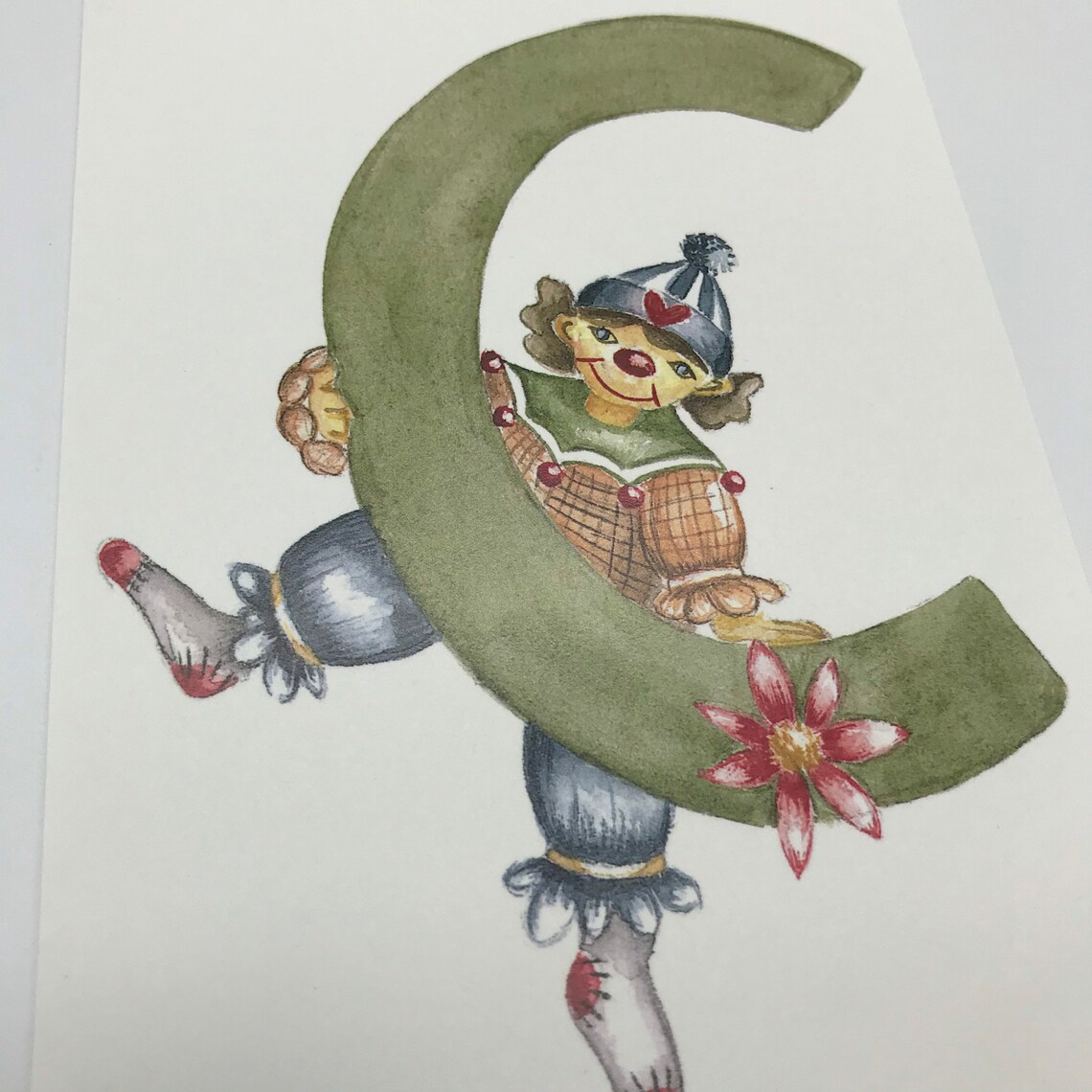 ABC-Karte C wie Clown Alphabet-Karte Namenskarte A6 | Etsy