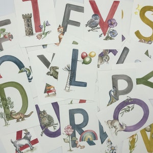 27 Alphabet-Karten, ABC- Karten, Namenskarten, A6, 27 Stück in Kraftpapierschachtel , Schuleinführung, Geschenk, Kinder