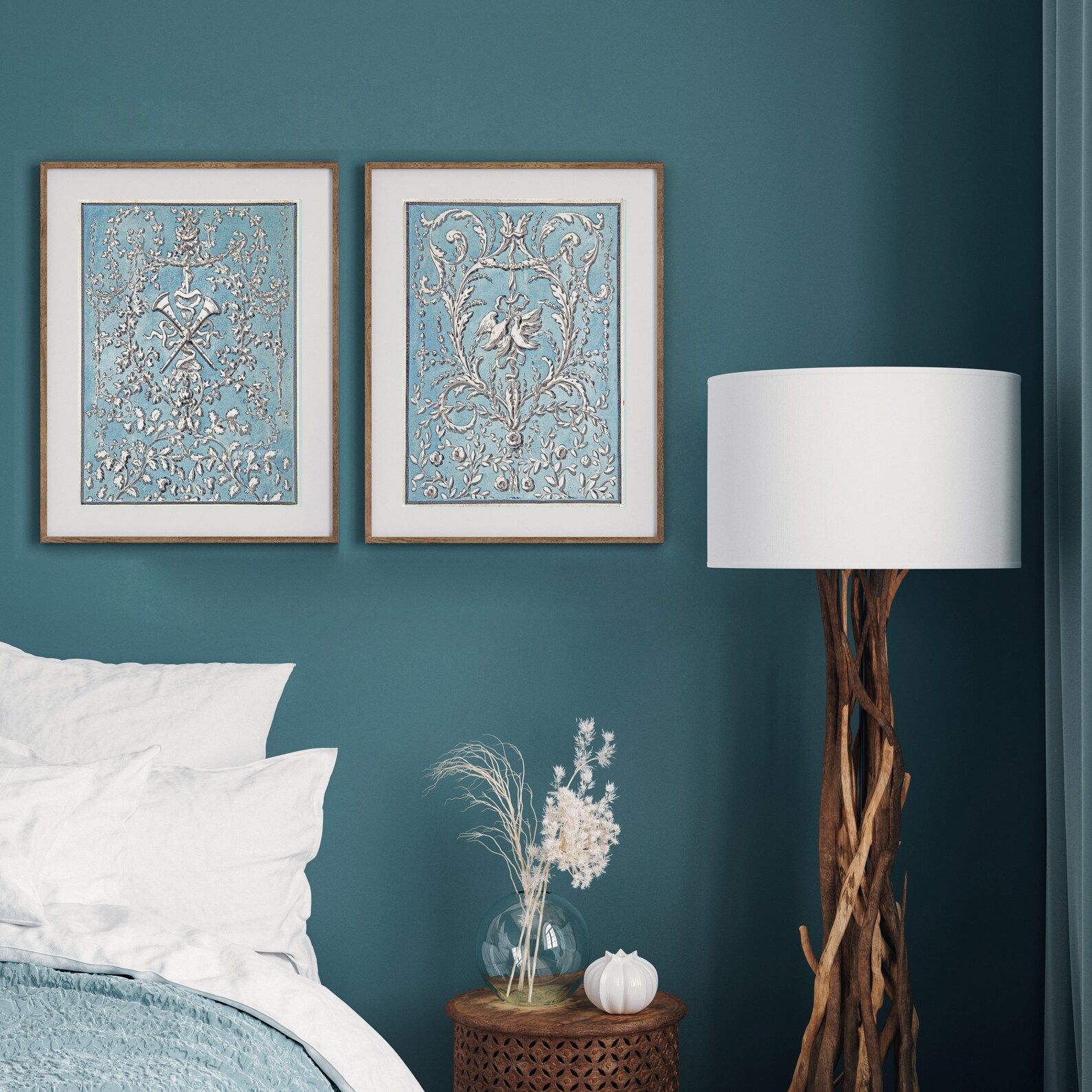 Antique French Blue Wall Decor Set of 2 Prints French Etsy