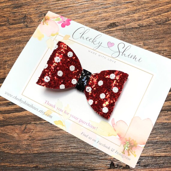 Minnie Mouse Red With White Polka Dots Hair Bow For Toddlers Etsy