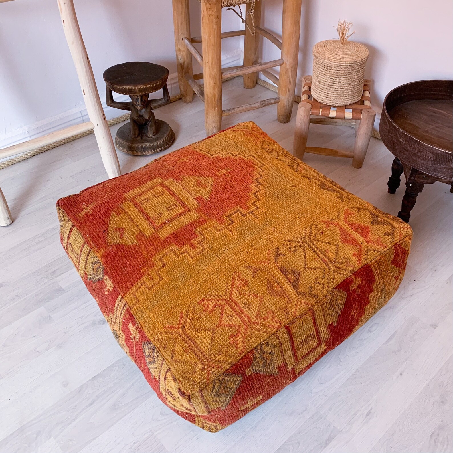 Marokkanisches Vintage Bodenkissen 24x24 Kelim | Etsy