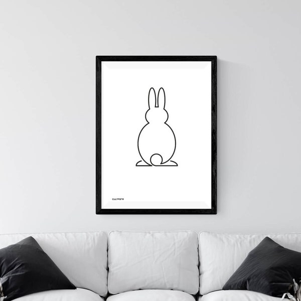 Osterposter: Grafik "Osterhase Linie schwarz" Download