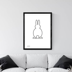 Druckgrafik &quot;Osterhase Linie Schwarz&quot;