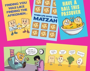 Happy Passover Cards - Variety Pack, Jewish Greeting Cards, Matzah Ball Card, Cute Jewish Card, Jewish Holiday Card, Jewish Humor