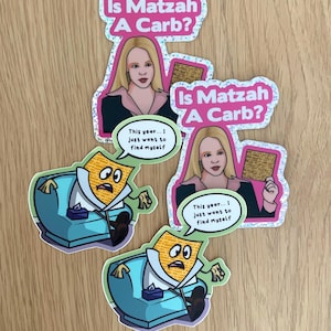 Passover Stickers, Funny Passover Gift, Jewish Stickers, Matzah Sticker, Cute Jewish Stickers, Jewish Holiday Gift, Jewish Humor
