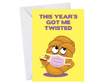 Twisted Challah Card, Pandemic Hanukkah Card, Funny Hanukkah Card, Happy Hanukkah Card, Jewish Holiday Card, Jewish Greeting Card