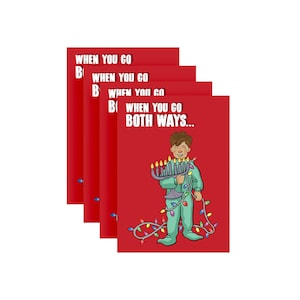 Funny Christmukkah Card - 4 Card Gift Set, Chrismukkah Card, Christmas Card, Jewish Christmas Card, Interfaith Card, Merry Christmas