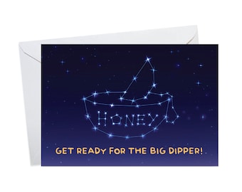 Rosh Hashanah Card, Funny Rosh Hashanah Card, Cute Jewish Card, Shana Tova, Apples and Honey, Jewish New Year Card, Big Dipper