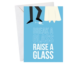 Break A Glass, Jewish Wedding Card, Cute Jewish Wedding Card, Marriage, Mazel Tov Card, Congratulations