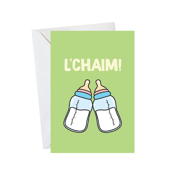 Jewish Baby Card, New Baby Card, Cute Jewish Card, Baby Shower Card, L'Chaim Card, Mazel Tov, Congratulations, Baby Boy Card, Baby Girl Card