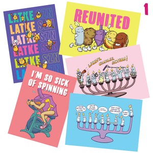 Hanukkah Variety Card Pack (5 Cards), Funny Hanukkah Cards, Happy Chanukah Cards, Jewish Holiday Card, Jewish Greeting Card