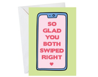 Dating App Card, Jewish Wedding Card, Jewish Engagement Card, Swiped Right Card, Wedding Card, Marriage, Mazel Tov Card, Congratulations