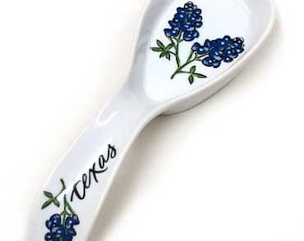 For your Texas Kitchen - Spoon Rest with Texas Bluebonnets