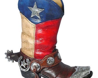 Texas Flag Boot Planter - Perfect for Texas Silk Flowers