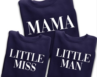 Mama Sweatshirt Little Man Jumper Little Miss Sweather Mother's Day Gift, Mummy Birthday Gift, New Mum Gift