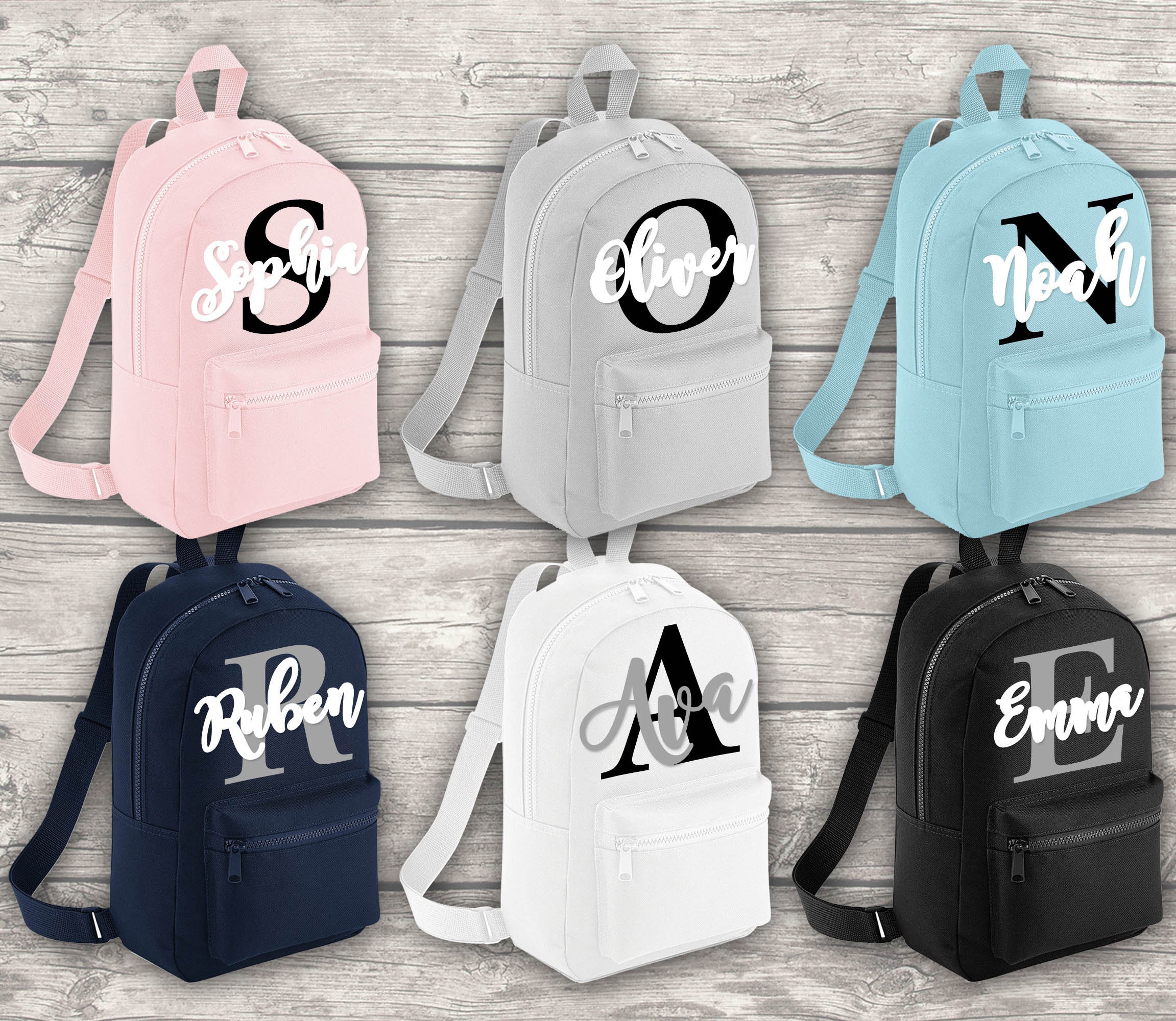 Personalised Mini Backpack ADD Your NAME and Initials Back To Etsy
