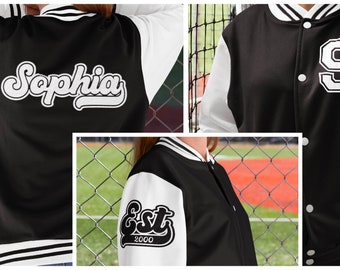 Kids and Adults Personalised Varsity Jacket Name Initial Date Established