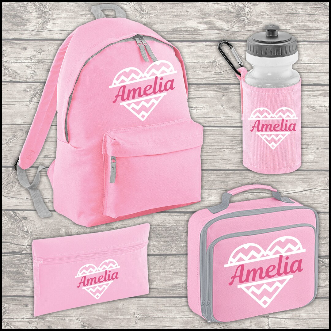 Personalised 12 Litre Backpack Water Bottle Lunch Bag Pencil Case Back