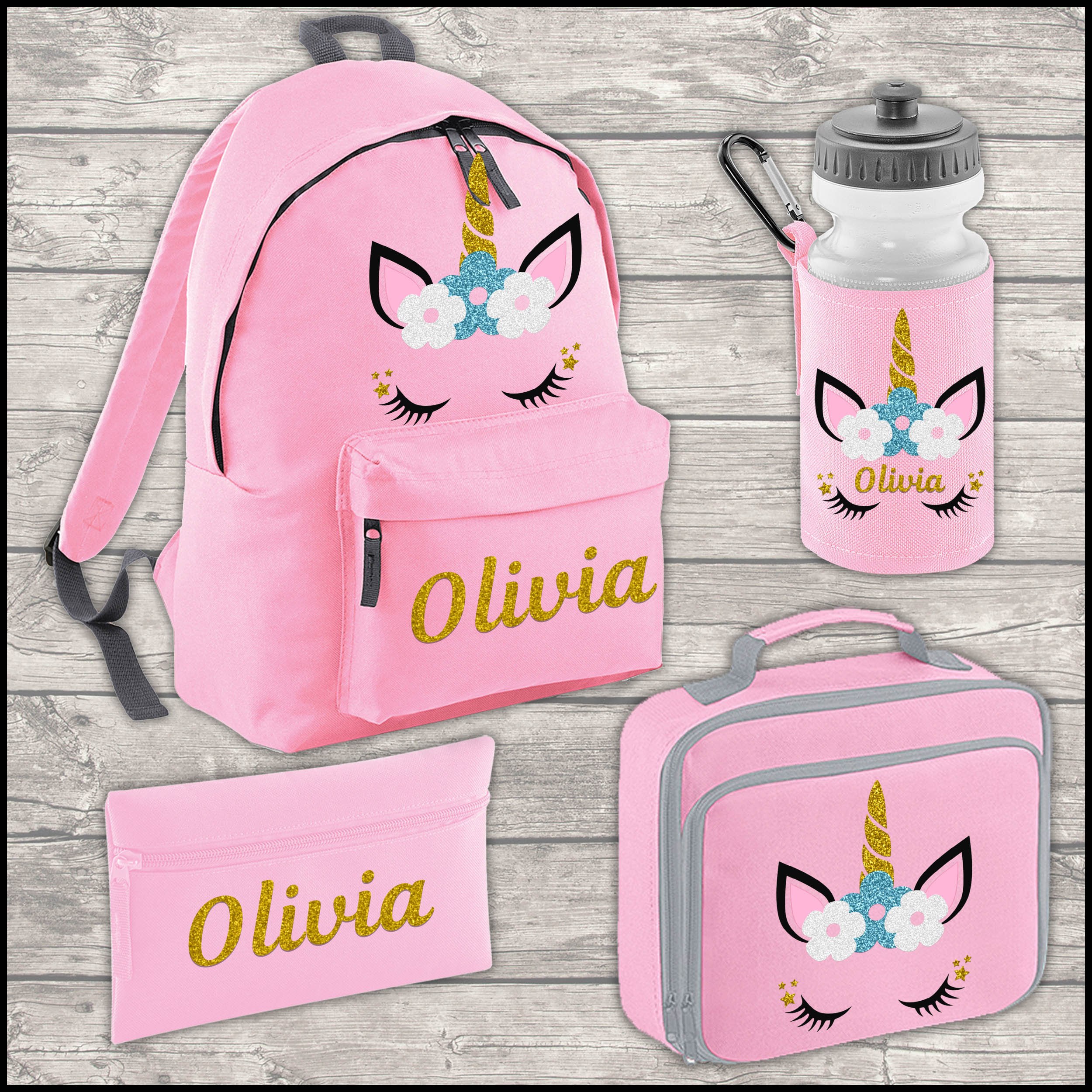 Personalised Unicorn 18L Backpack Kids Lunch Bag Water Bottle Etsy