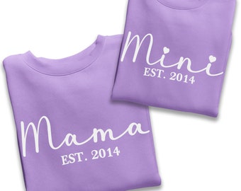 Personalised Mama and Mini EST Sweatshirt, Mother's Day Gift, Mummy Birthday Gift, New Mum Gift