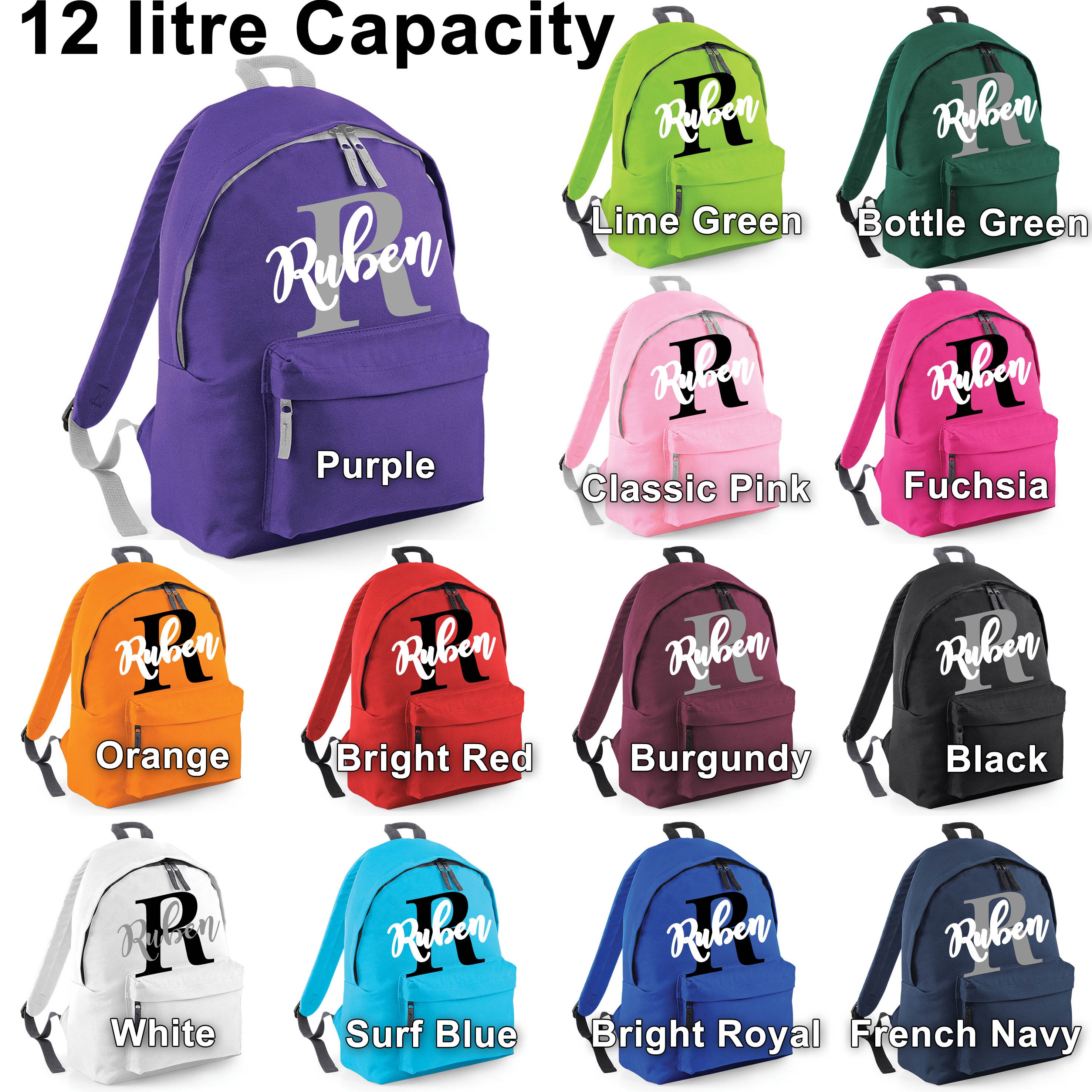 Kids Backpack Personalised With Name and Initial Back to Etsy