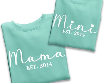 Personalised Mama and Mini EST Sweatshirt, Mother's Day Gift, Mummy Birthday Gift, New Mum Gift