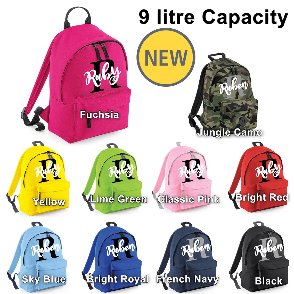 Kids Backpack Personalised With Name and Initial Back To Etsy