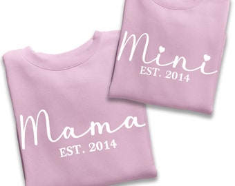 Personalised Mama and Mini EST Sweatshirt, Mother's Day Gift, Mummy Birthday Gift, New Mum Gift