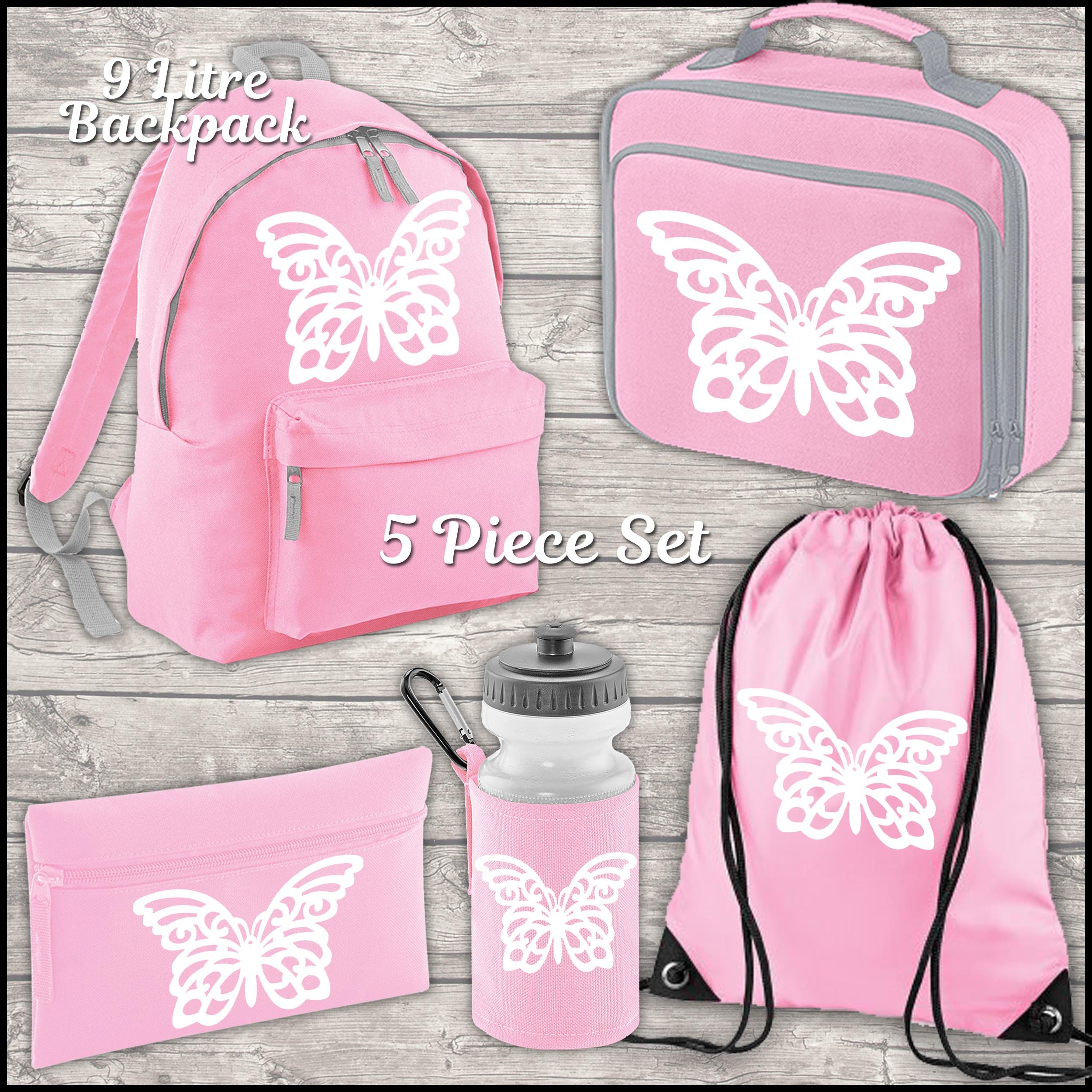 Butterfly Backpack Kids 18 12 or 9 Litre Boys Girls Lunch Bag Water Bottle Pencil Case School PE Bag Back to School Pink Etsy UK