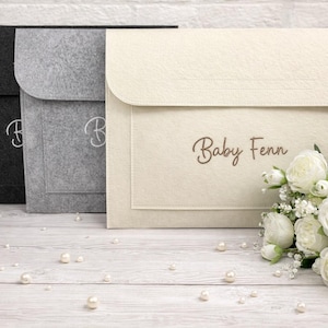Personalised Embroidered Maternity Notes Folder: Baby Keepsake Gift